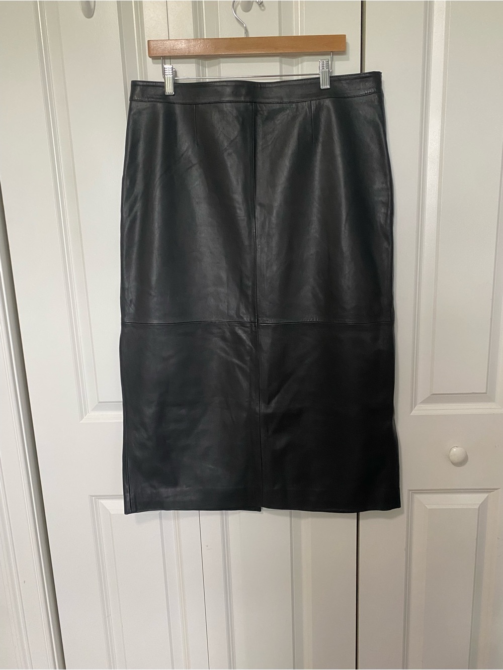 NWT Nordstrom Black Authentic Leather Midi Pencil Skirt